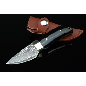 Damascus Blade Material Little Black Devil Brass Handle Collection Knife Fixed Knife UD400959